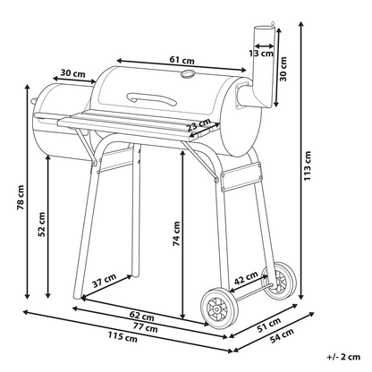 Grill Black Steel With Lid Wheeled Offset Smoker