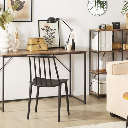 Office Desk Dark Brown And Black Metal Frame 120 x 55cm