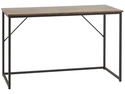 Office Desk Dark Brown And Black Metal Frame 120 x 55cm