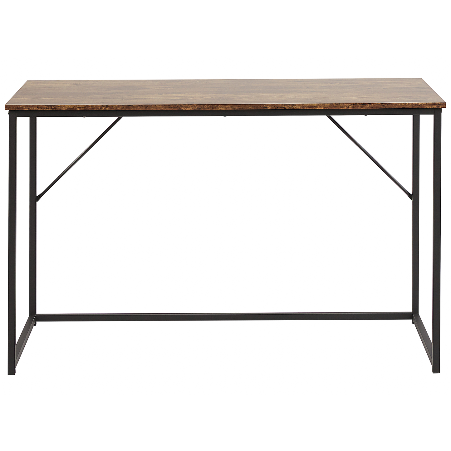 Office Desk Dark Brown And Black Metal Frame 120 x 55cm