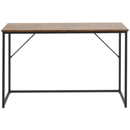 Office Desk Dark Brown And Black Metal Frame 120 x 55cm