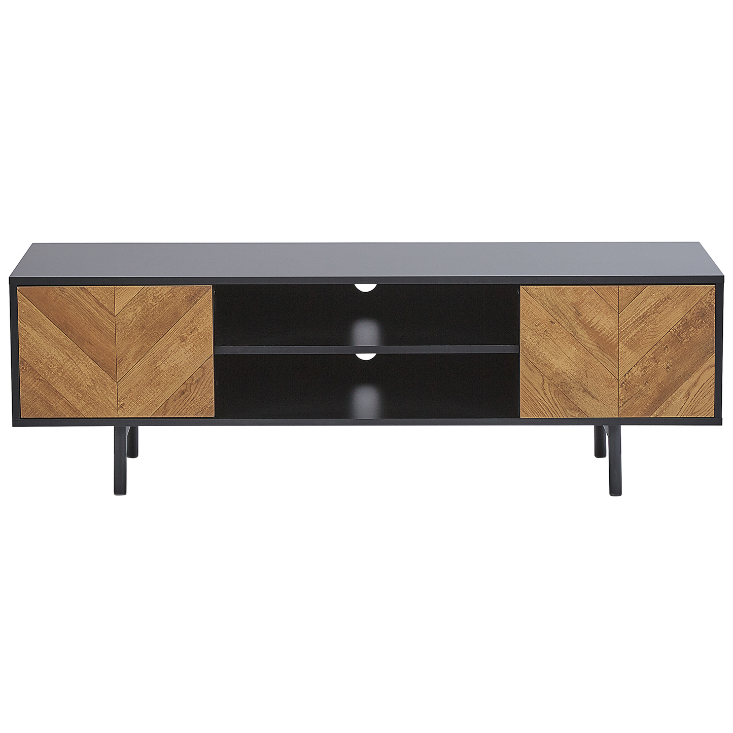 Industrial TV Stand 60 Inch Light Brown Black With 2 Doors