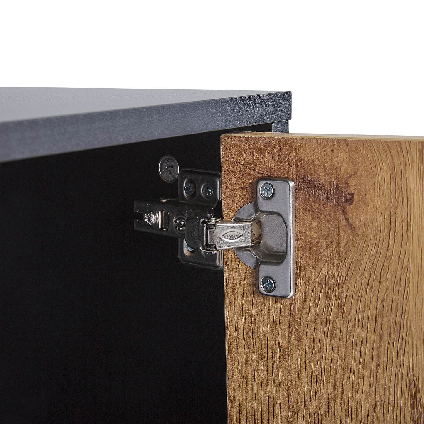 Industrial TV Stand 60 Inch Light Brown Black With 2 Doors