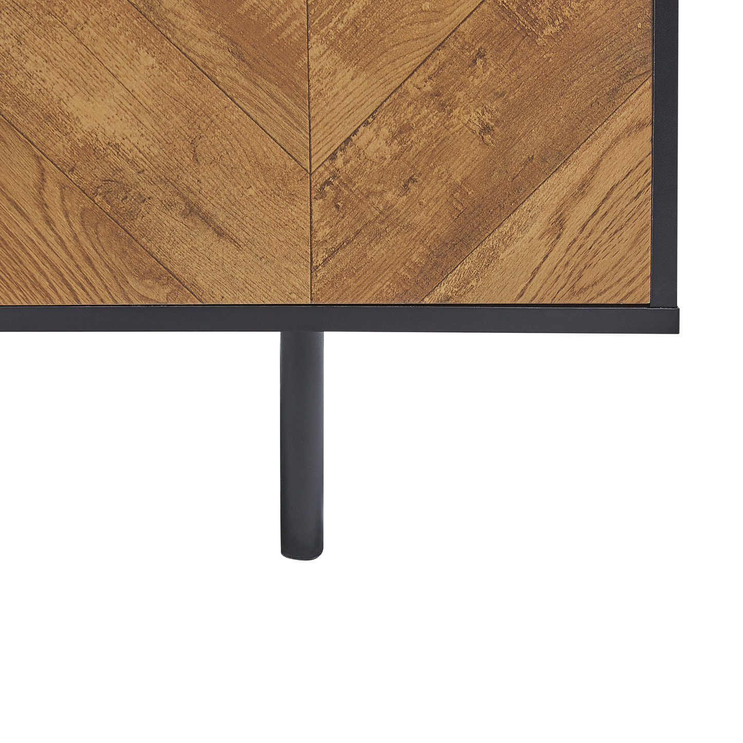 Industrial TV Stand 60 Inch Light Brown Black With 2 Doors