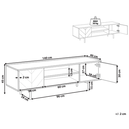 Industrial TV Stand 60 Inch Light Brown Black With 2 Doors