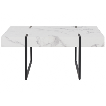 Nova Marble Effect Coffee Table White Black Metal Legs 100x60cm