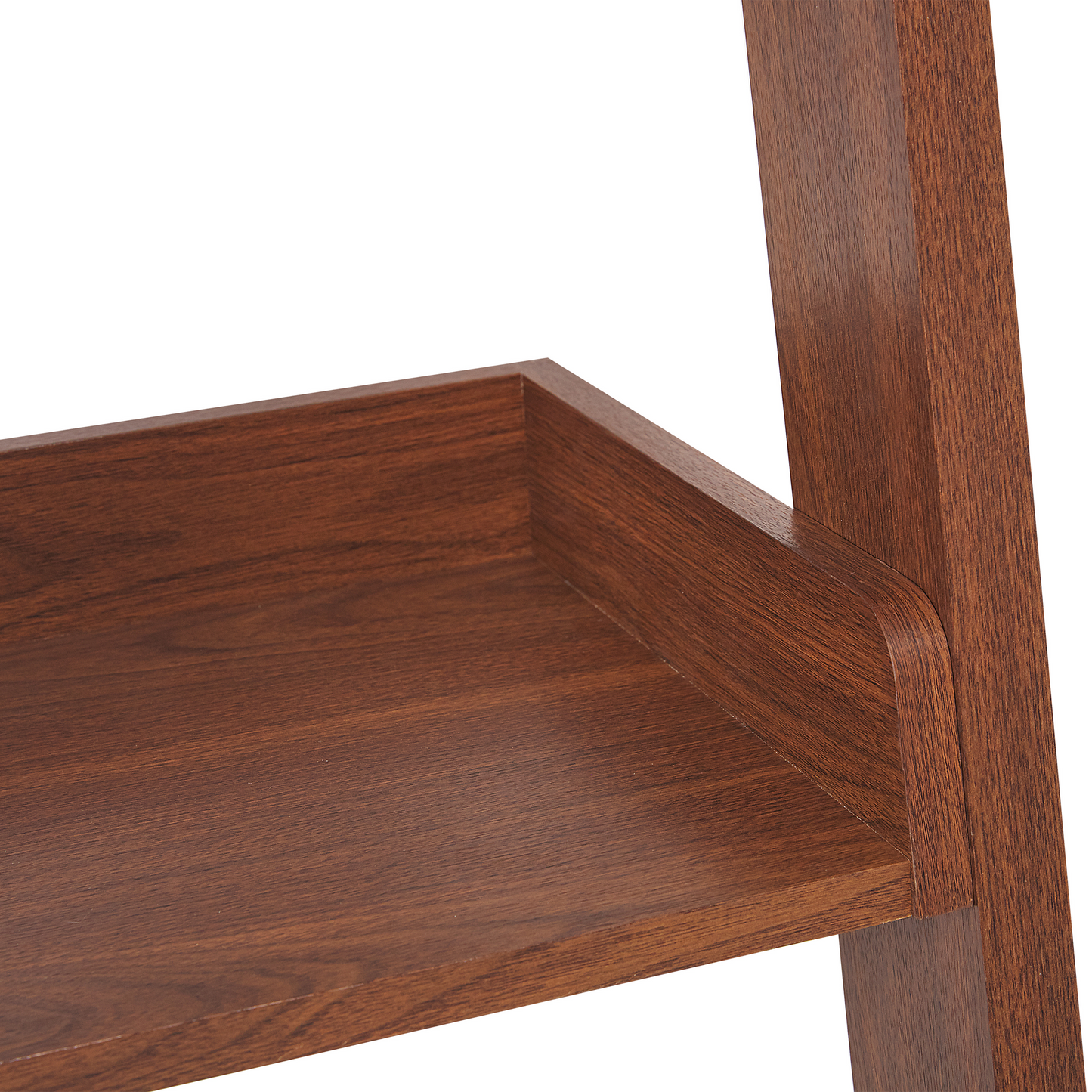 5 Tier Ladder Bookcase Dark Brown Wood Shelf Display