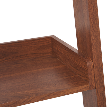 5 Tier Ladder Bookcase Dark Brown Wood Shelf Display