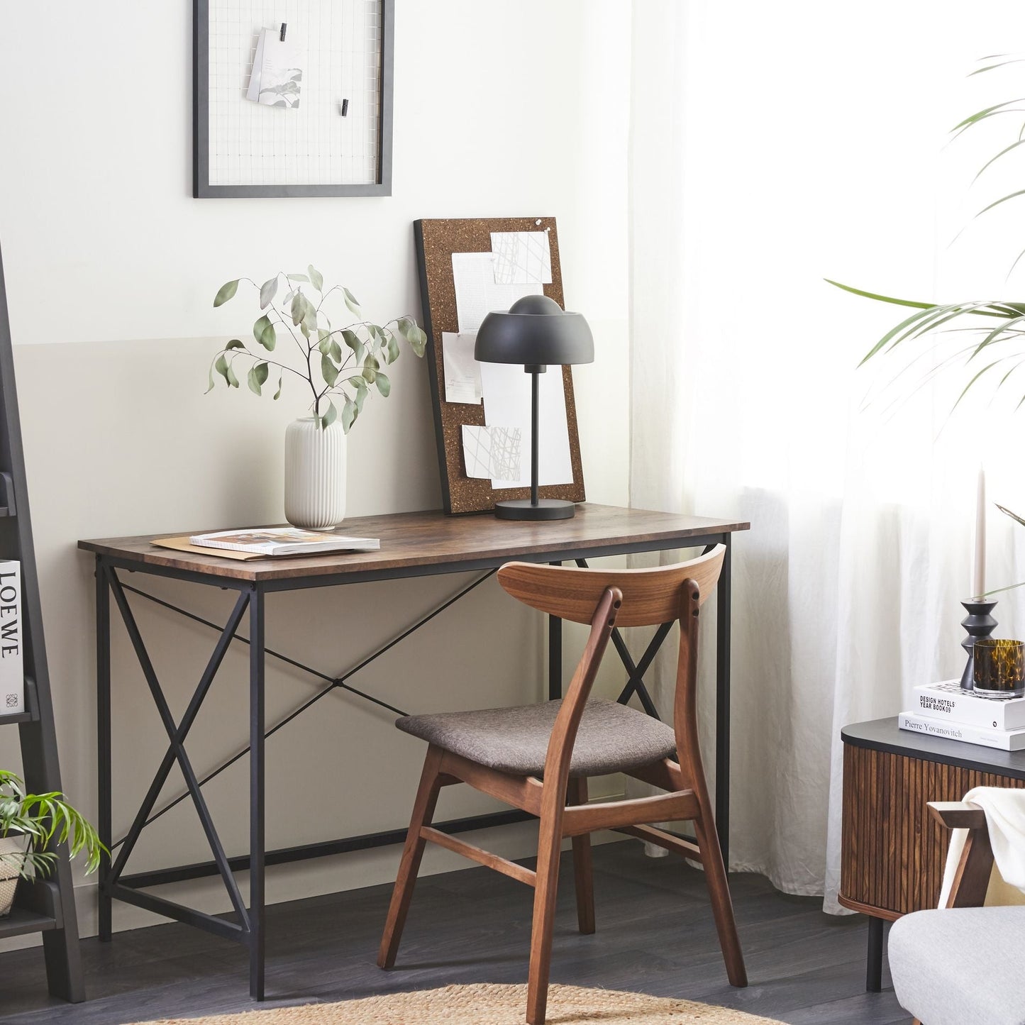 YourBrand Industrial Home Office Desk 115X60 Cm Dark Brown MDF Top With Black Metal Legs