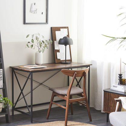 YourBrand Industrial Home Office Desk 115X60 Cm Dark Brown MDF Top With Black Metal Legs
