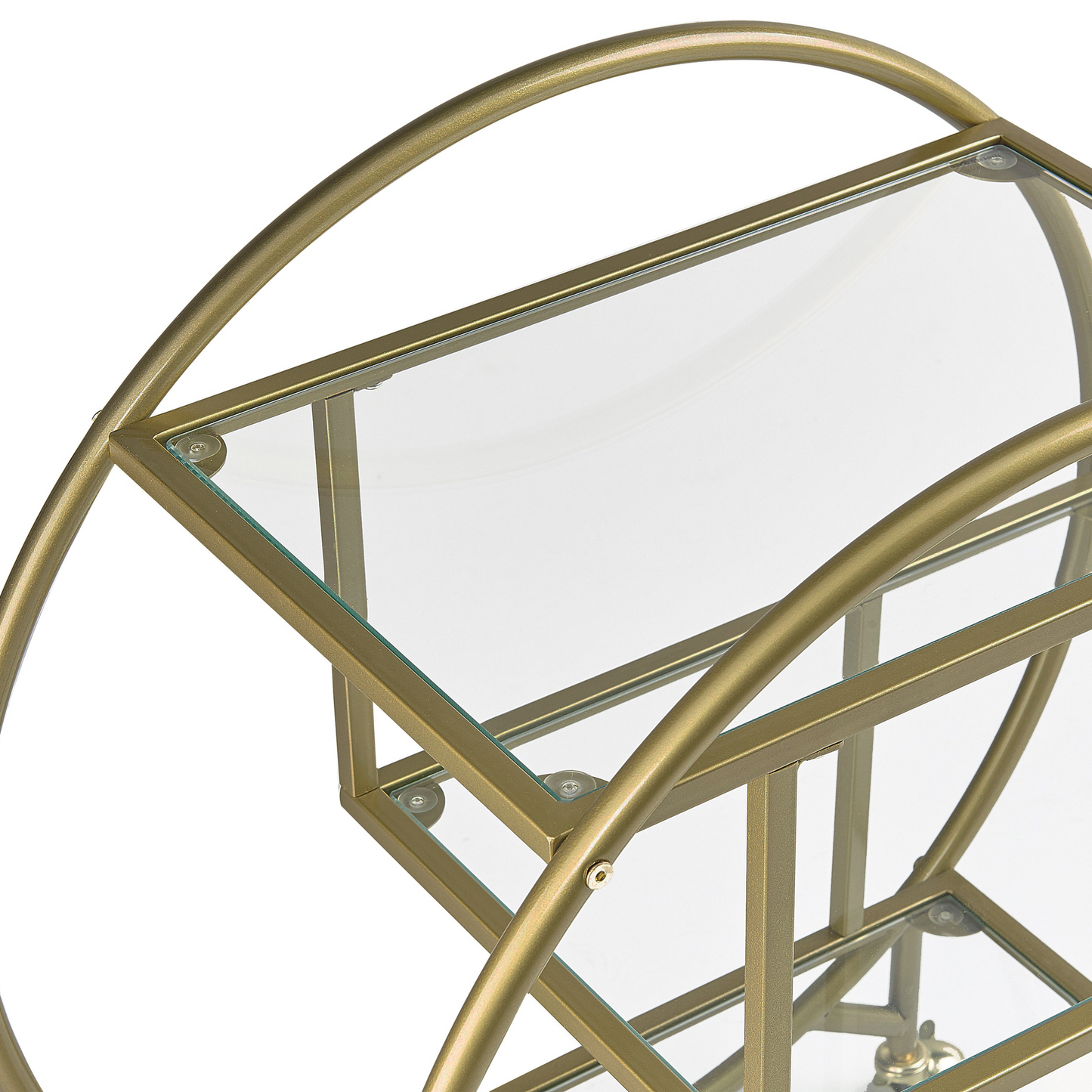 Kitchen Trolley Gold Metal Glass 50 x 34cm Open Storage Wheels