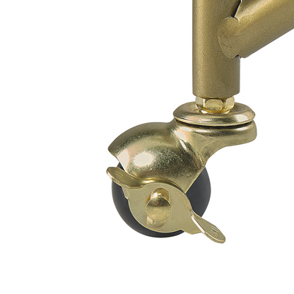 Kitchen Trolley Gold Metal Glass 75 x 45cm Open Storage Wheels