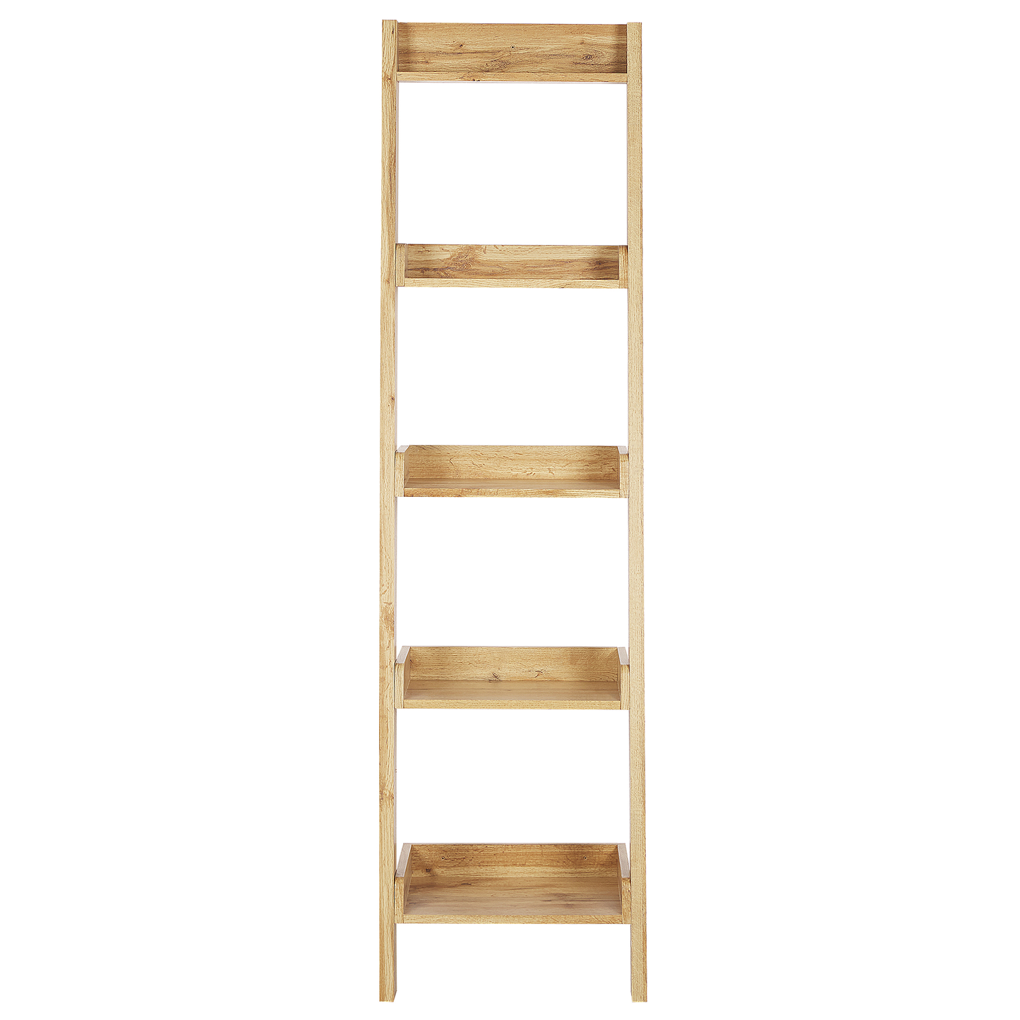 Five Tier Ladder Bookcase Light Brown Wood