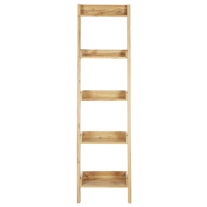 Five Tier Ladder Bookcase Light Brown Wood