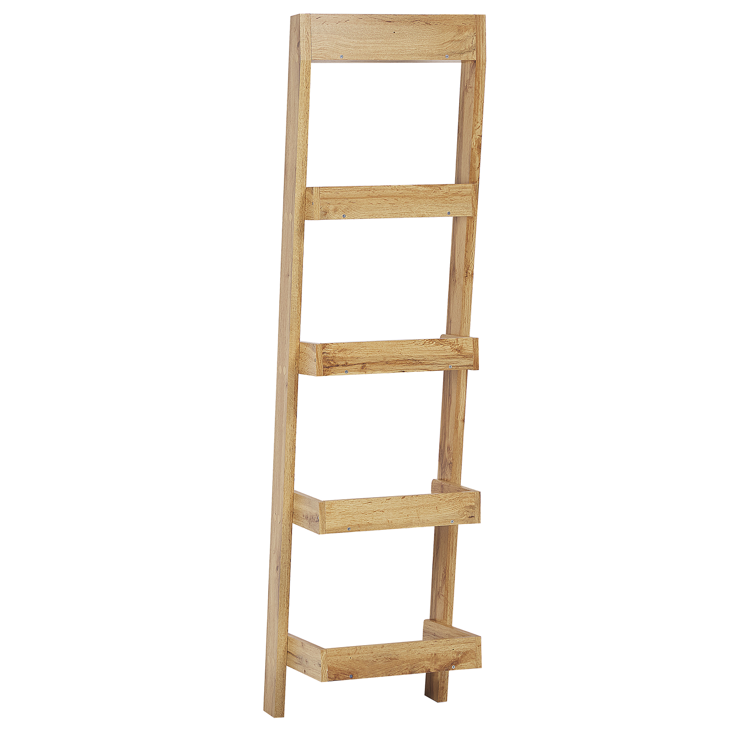Five Tier Ladder Bookcase Light Brown Wood