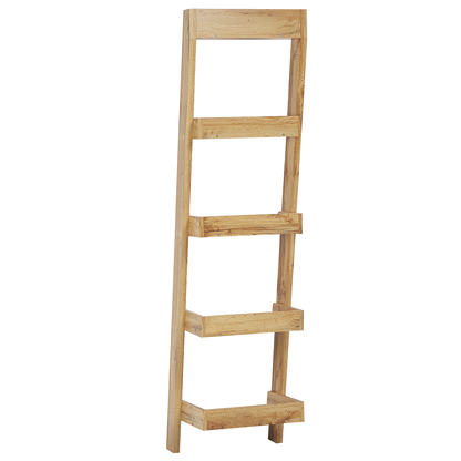 Five Tier Ladder Bookcase Light Brown Wood