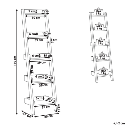 Five Tier Ladder Bookcase Light Brown Wood