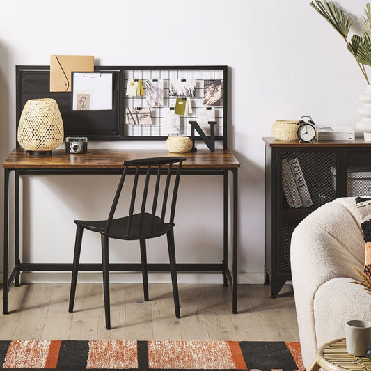 Desk Black With Dark Wood Top And Memo Board 60 x 118cm For Modern Home Office