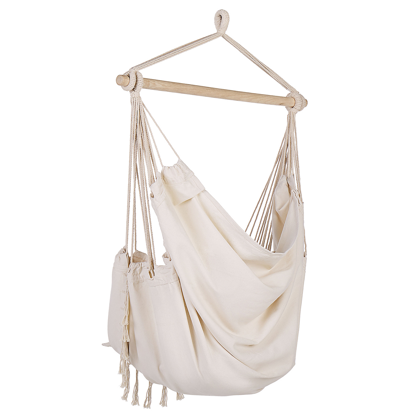 Hanging Hammock Chair Beige Cotton Polyester Indoor Outdoor