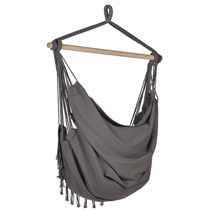 Hanging Hammock Chair Grey Cotton Polyester Boho Style