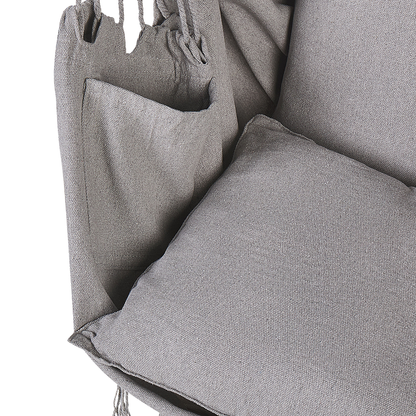 Hanging Hammock Chair Light Grey Cotton Polyester Swing For Indoor Outdoor Boho Style