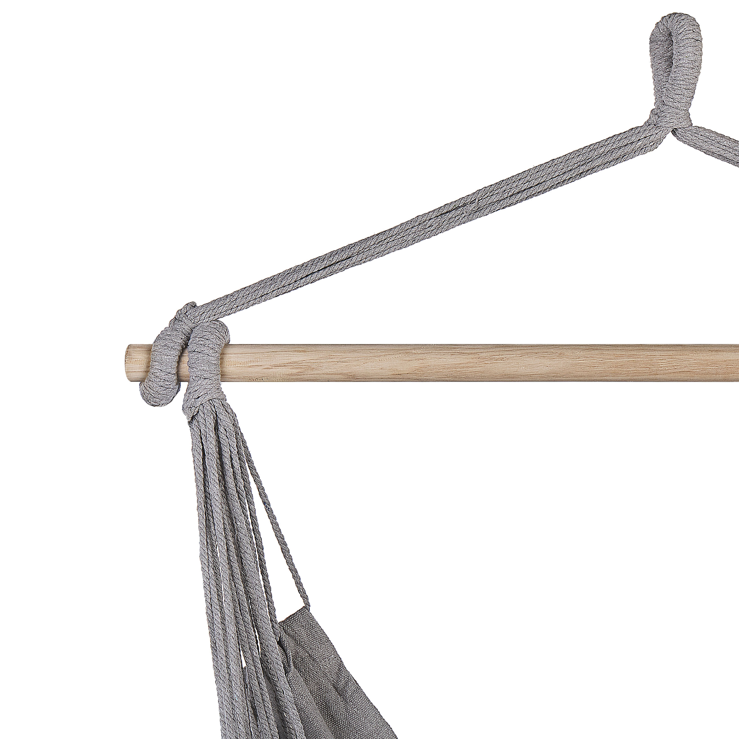 Hanging Hammock Chair Light Grey Cotton Polyester Swing For Indoor Outdoor Boho Style