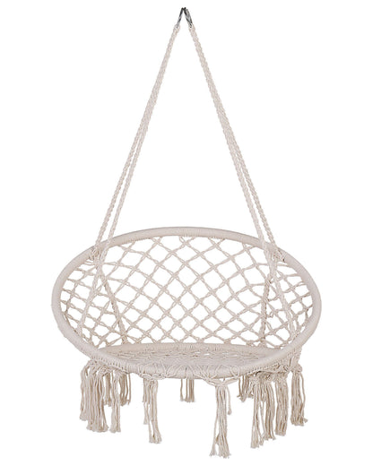 Hanging Chair White Macrame Plaited Seat Indoor Swing