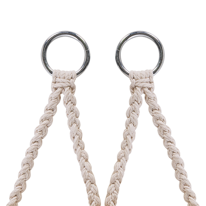 Hanging Chair White Macrame Plaited Seat Indoor Swing