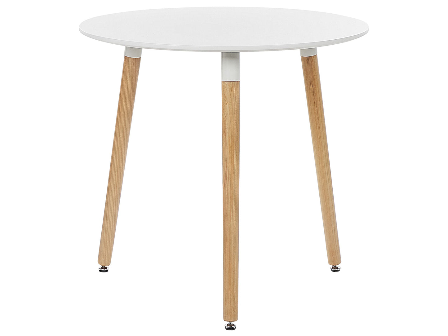 NordicNest Round White MDF Dining Table 80 cm Beech Legs With Caps