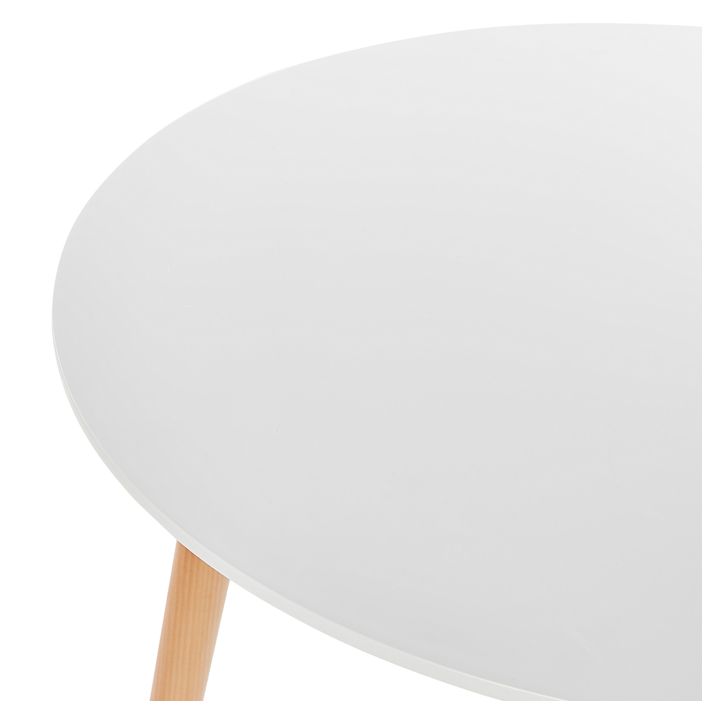 NordicNest Round White MDF Dining Table 80 cm Beech Legs With Caps