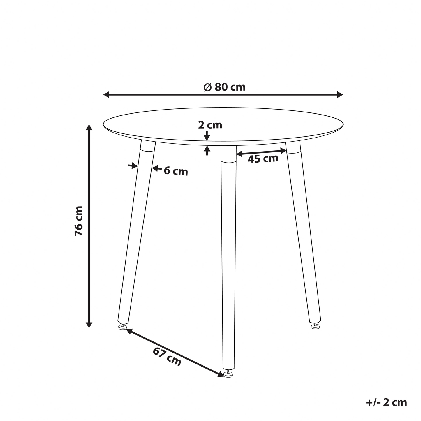 NordicNest Round White MDF Dining Table 80 cm Beech Legs With Caps
