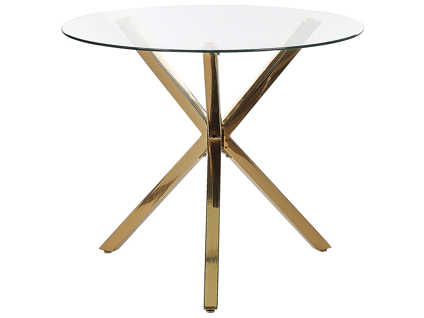 Gold Leg Round Glass Top Dining Table 90cm 4 Seater Modern