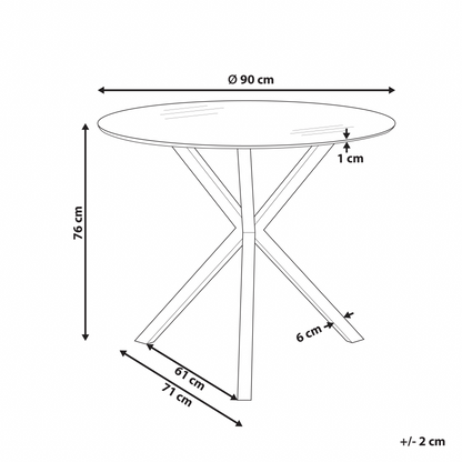 Gold Leg Round Glass Top Dining Table 90cm 4 Seater Modern
