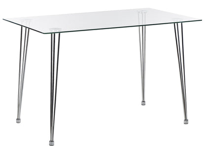 Silver Tempered Glass Dining Table 120 x 70cm 4 Person