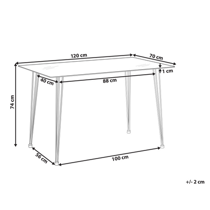 Silver Tempered Glass Dining Table 120 x 70cm 4 Person