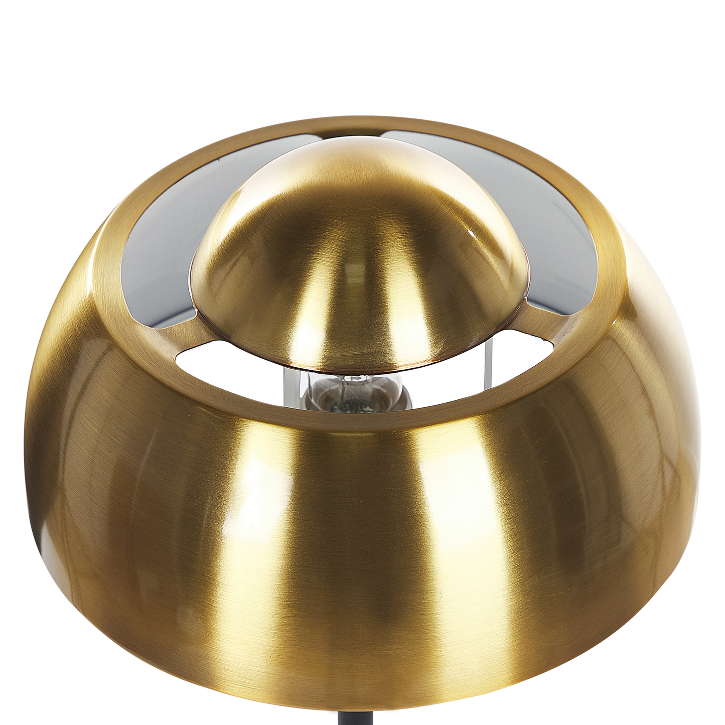 Glam Table Lamp Gold With Black Metal Round Base Dome Shade Reading Light For Bedroom Living Room