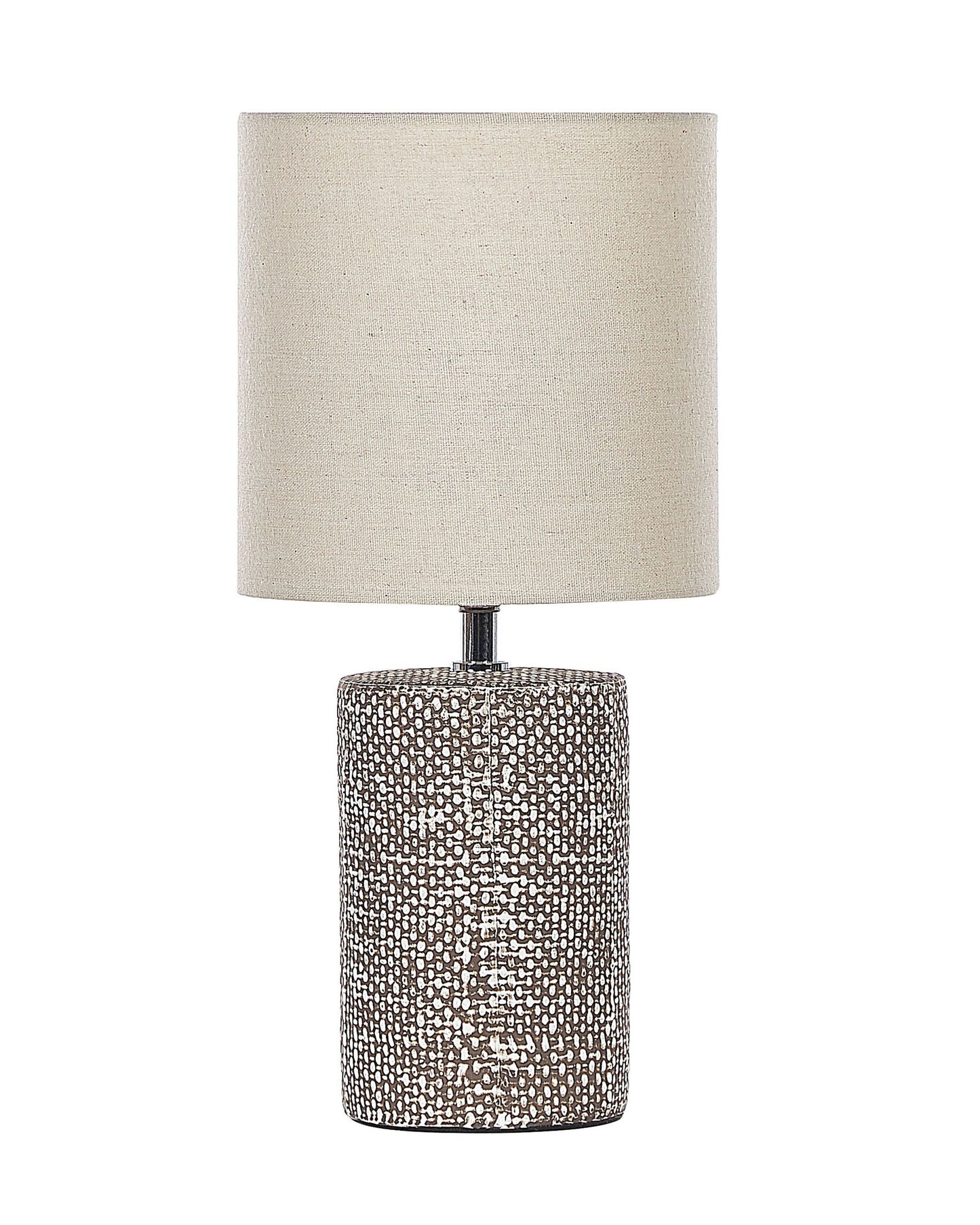 Table Lamp Brown Ceramic Base Handmade Fabric Shade