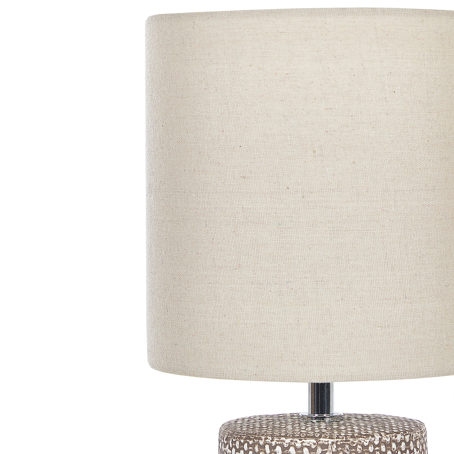 Table Lamp Brown Ceramic Base Handmade Fabric Shade