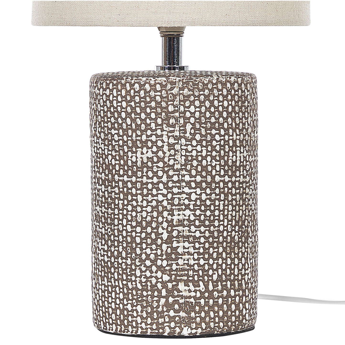 Table Lamp Brown Ceramic Base Handmade Fabric Shade