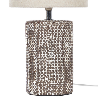 Table Lamp Brown Ceramic Base Handmade Fabric Shade