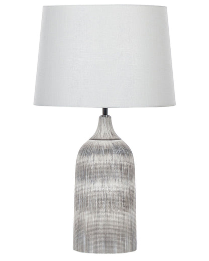 Scandi Grey Textured Ceramic Base Table Lamp 66cm White Shade