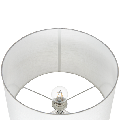 Scandi Grey Textured Ceramic Base Table Lamp 66cm White Shade