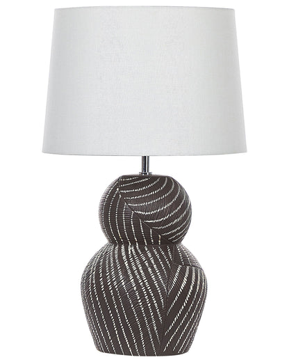 Table Lamp Black Ceramic Base 63cm White Fabric Shade
