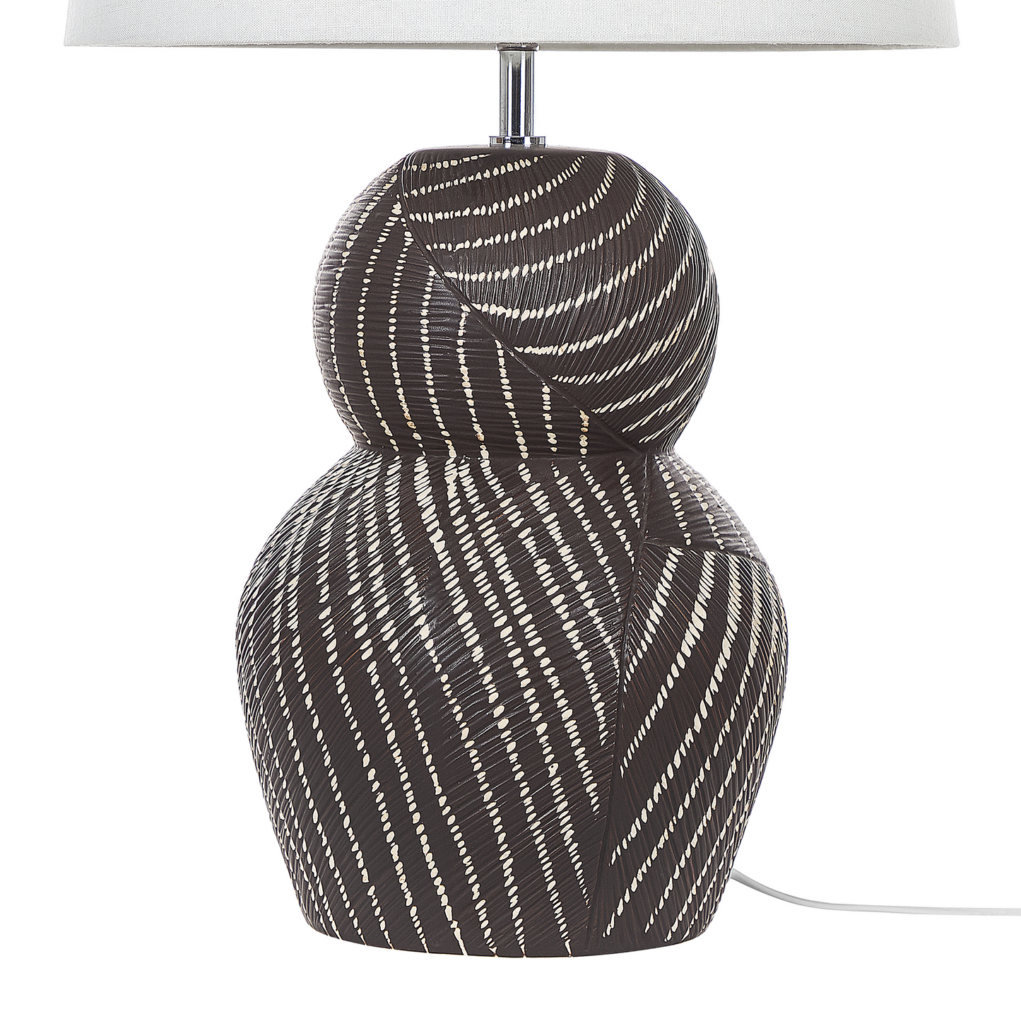 Table Lamp Black Ceramic Base 63cm White Fabric Shade