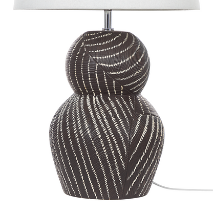 Table Lamp Black Ceramic Base 63cm White Fabric Shade