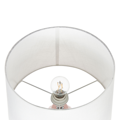 Pink Ceramic Table Lamp With Floral Carved Base
