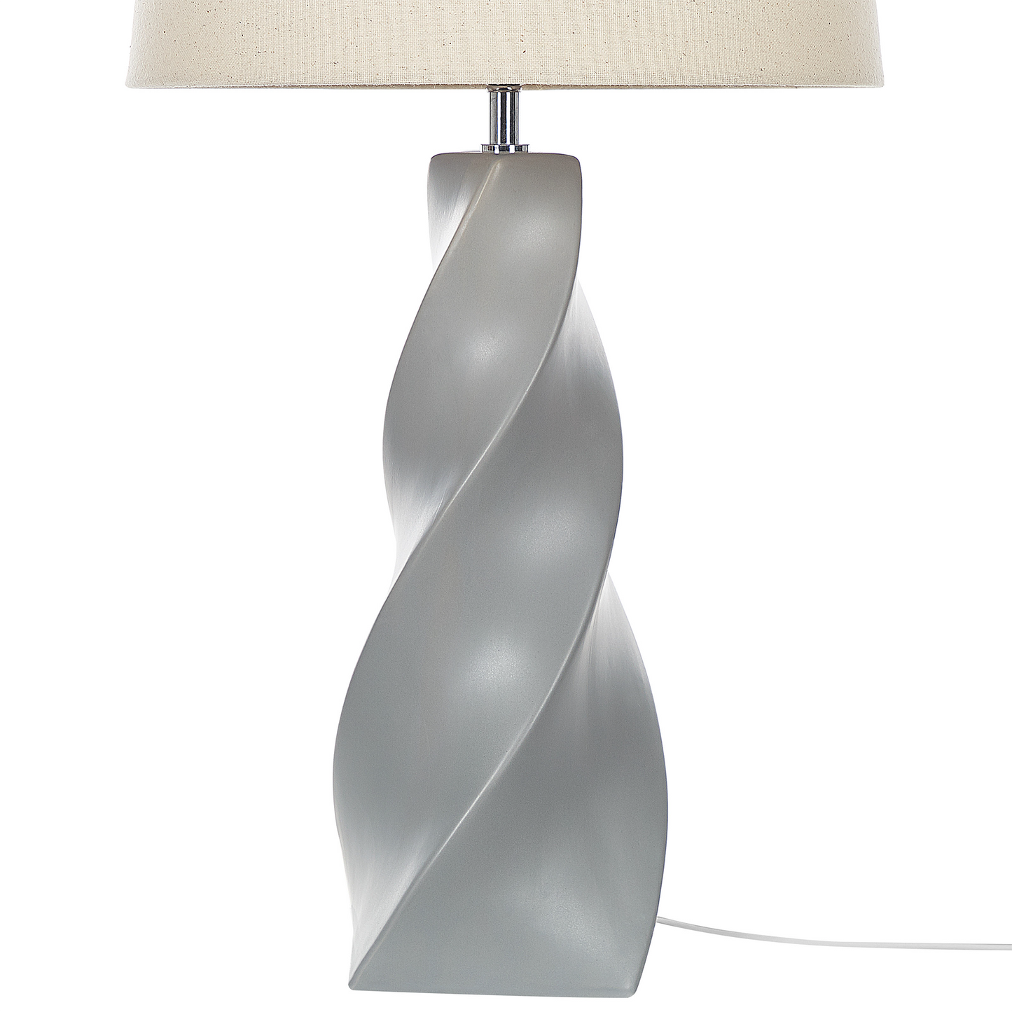 Grey Ceramic Table Lamp With White Fabric Shade 71cm Bedside Light Elegant Decor