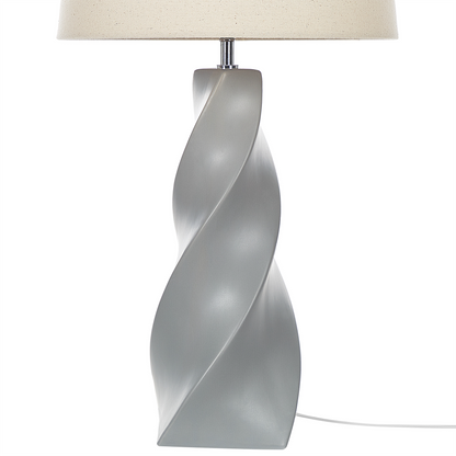 Grey Ceramic Table Lamp With White Fabric Shade 71cm Bedside Light Elegant Decor