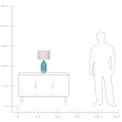 Turquoise Ceramic Table Lamp With Adorned Base