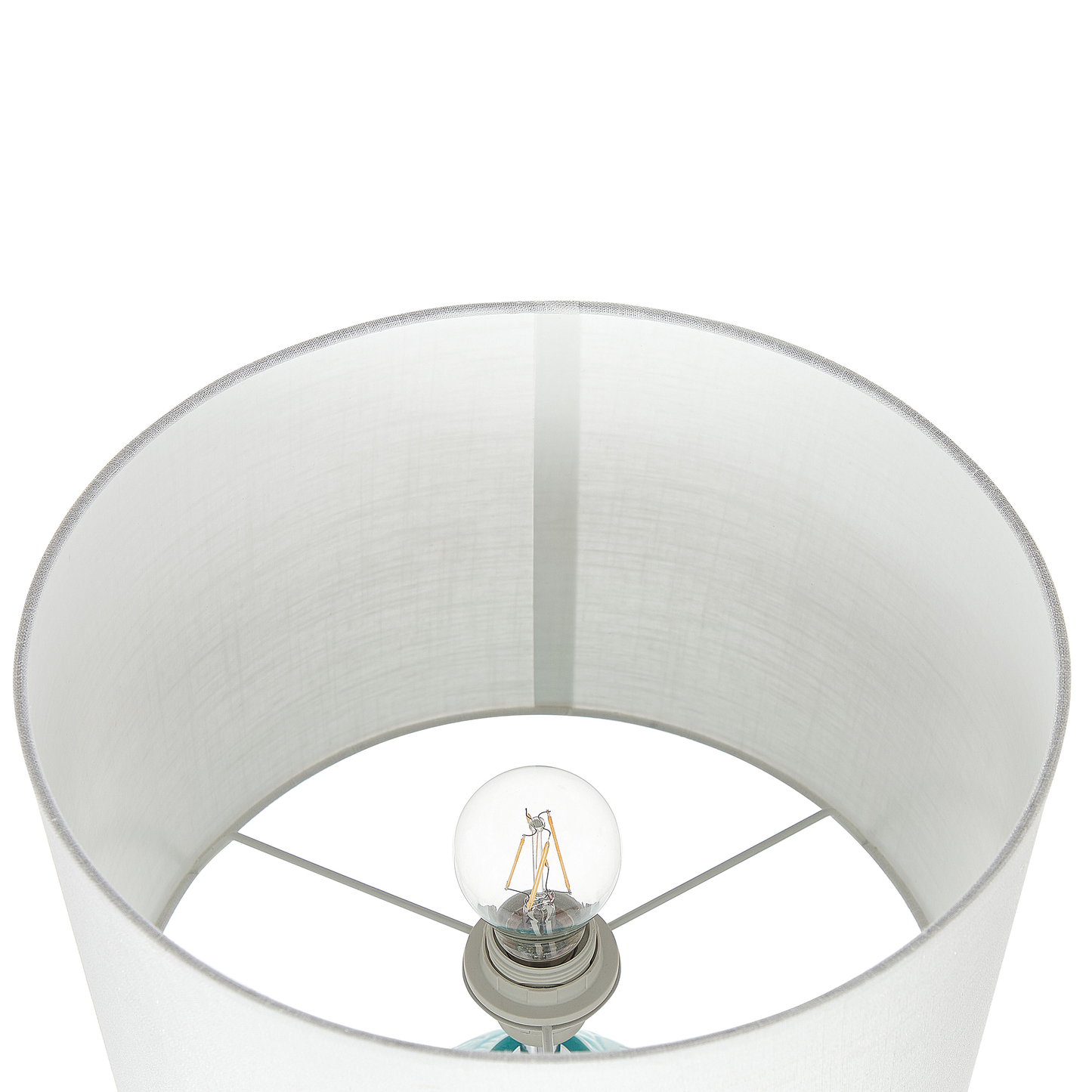 Turquoise Ceramic Table Lamp With Adorned Base
